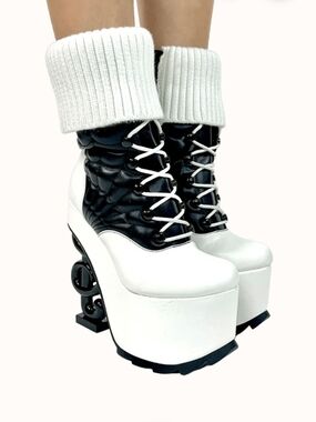 Black and White Phantom Ankle Boots